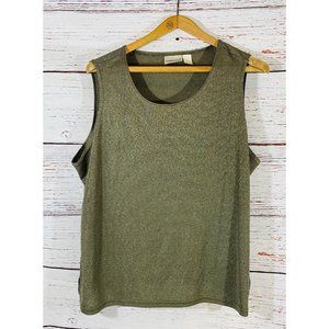 Fashion Bug Woman Tank Size 26 / 28 Plus Green Sleeveless Top Shirt Polyester